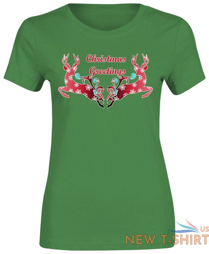 women christmas greetings print t shirt girls reindeer crew neck party top 2.jpg