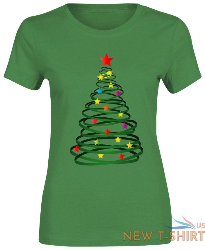 women christmas tree stars print shirt short sleeve xmas gift top tees 2.jpg