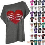 women heart skeleton hand scary skull ladies halloween baggy batwing t shirt top 0 1.jpg