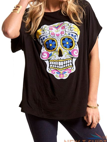 women heart skeleton hand scary skull ladies halloween baggy batwing t shirt top 1 1.jpg