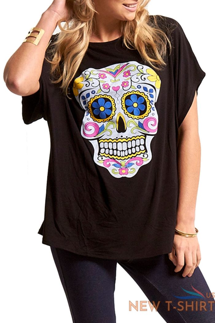 women heart skeleton hand scary skull ladies halloween baggy batwing t shirt top 1 1.jpg