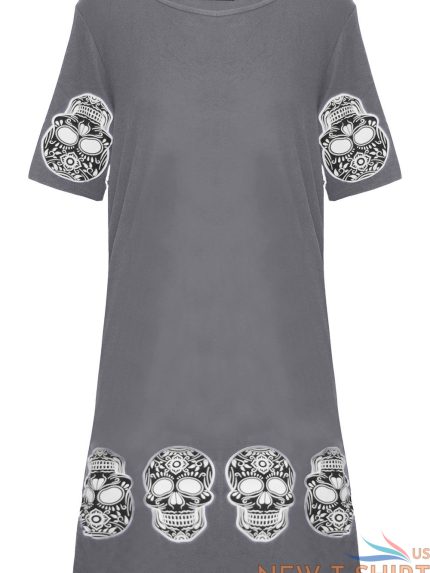 women ladies short sleeve skull printed oversized lounge wear pj t shirt dress 1.jpg