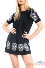 women ladies short sleeve skull printed oversized lounge wear pj t shirt dress 2.jpg