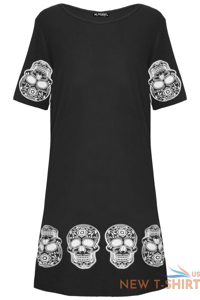 women ladies short sleeve skull printed oversized lounge wear pj t shirt dress 5.jpg