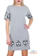 women ladies short sleeve skull printed oversized lounge wear pj t shirt dress 6.jpg