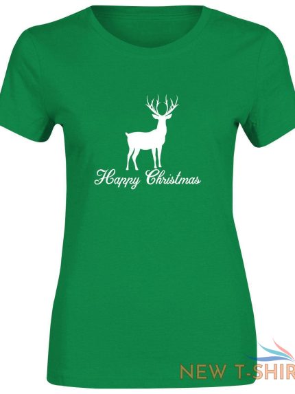 women reindeer happy christmas print t shirt girls short sleeve top cotton tee 0.jpg