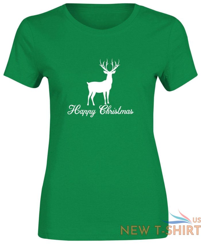 women reindeer happy christmas print t shirt girls short sleeve top cotton tee 0.jpg