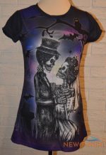 women s halloween short sleeve skeleton bride groom t shirt top s m l xl 2xl 0.jpg