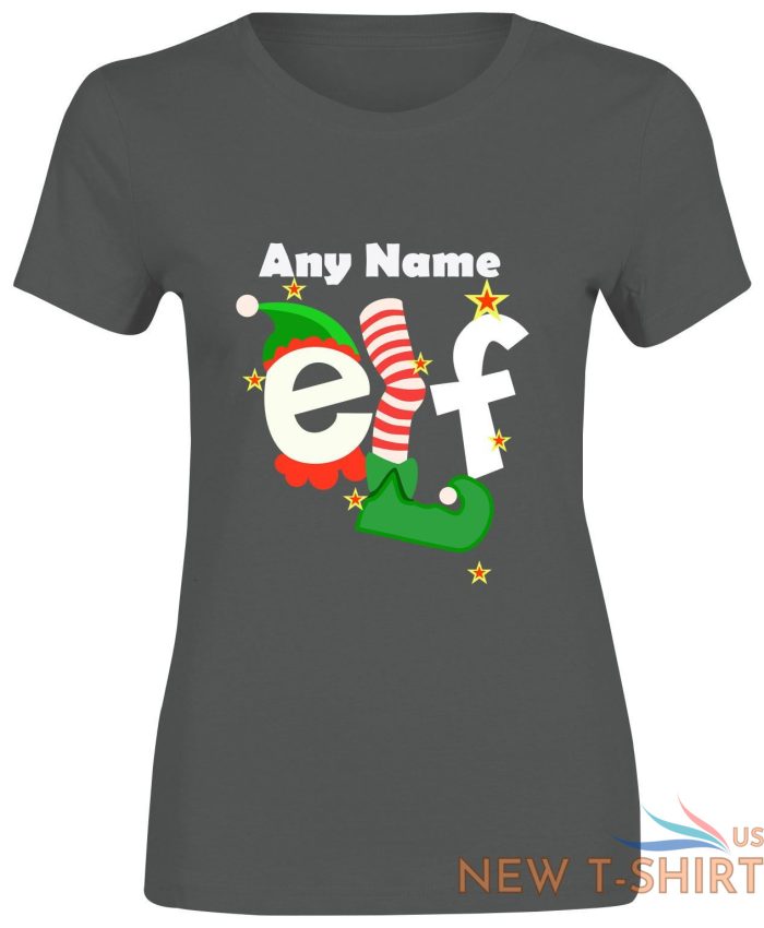 womens any name elf christmas print t shirt short sleeve girls cotton tee lot 3.jpg