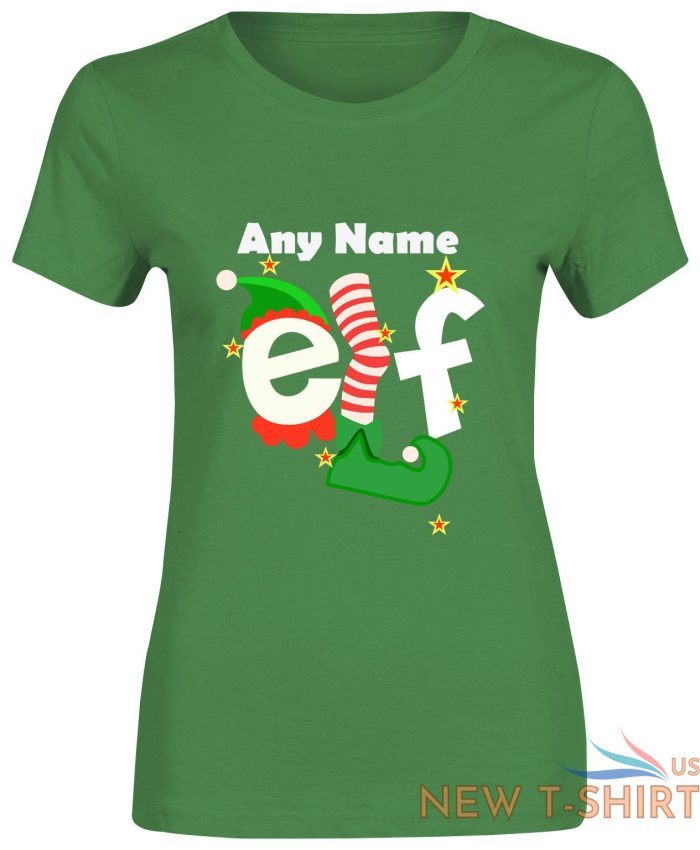 womens any name elf christmas print t shirt short sleeve girls cotton tee lot 4.jpg
