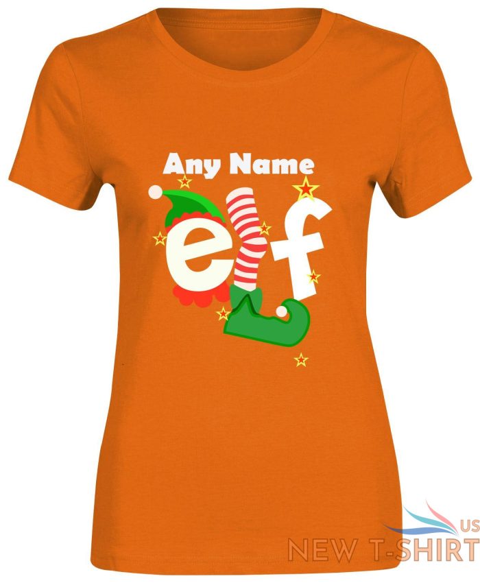 womens any name elf christmas print t shirt short sleeve girls cotton tee lot 7.jpg