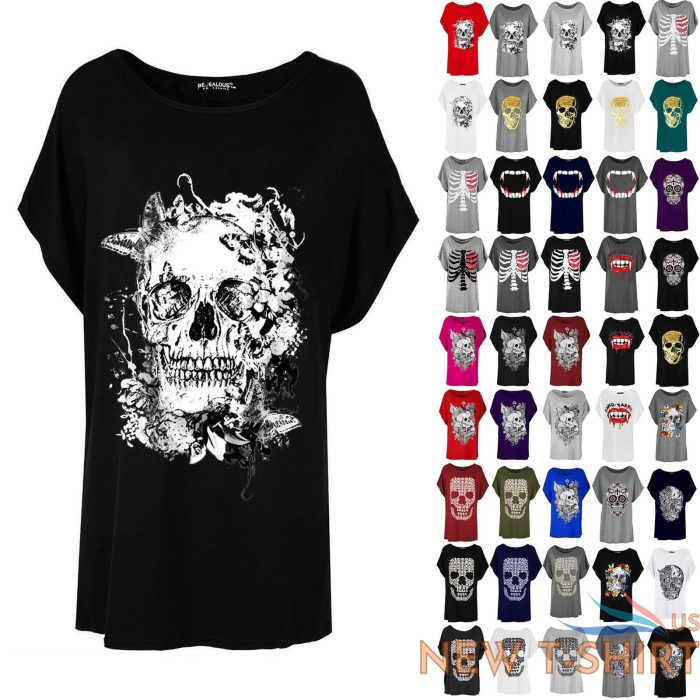 womens baggy ladies batwing sleeve lagenlook skull face oversized t shirt top 0.jpg