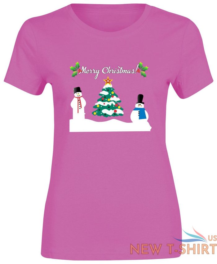 womens christmas snowman tree tshirt print girls short sleeve cotton tee lot 1 2.jpg