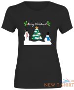 womens christmas snowman tree tshirt print girls short sleeve cotton tee lot 2 2.jpg