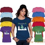 womens girls christmas snowman tree print t shirt xmas short sleeve top 0 1.jpg