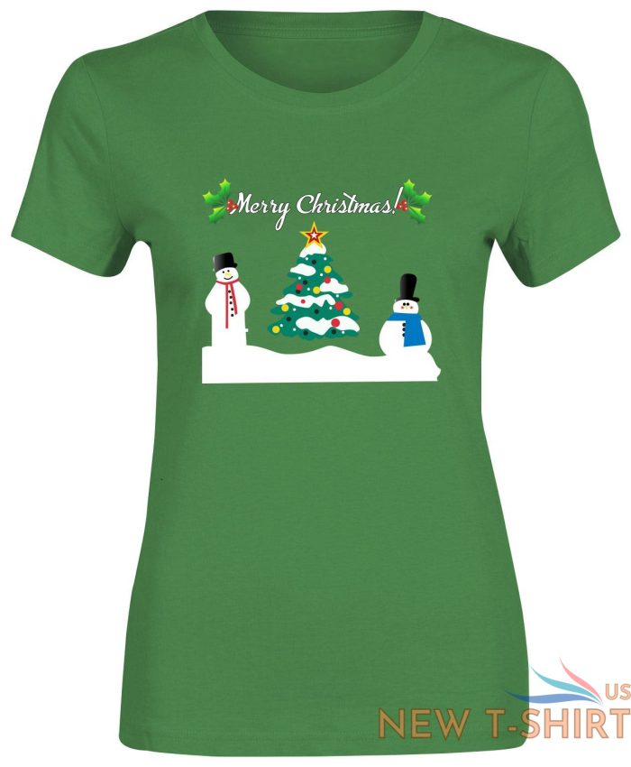 womens girls christmas snowman tree print t shirt xmas short sleeve top 5 1.jpg