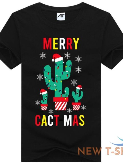 womens girls merry cact mas printed t shirt short sleeve novelty top tees 0.jpg