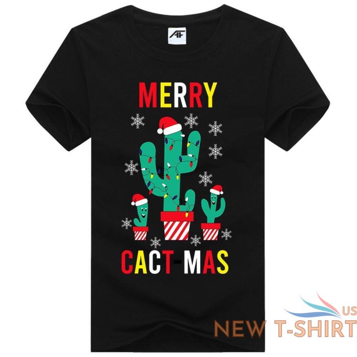 womens girls merry cact mas printed t shirt short sleeve novelty top tees 0.jpg