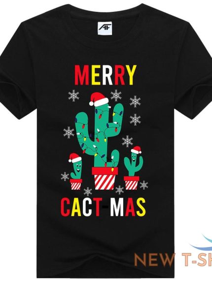 womens girls merry cact mas printed t shirt short sleeve novelty top tees 1.jpg