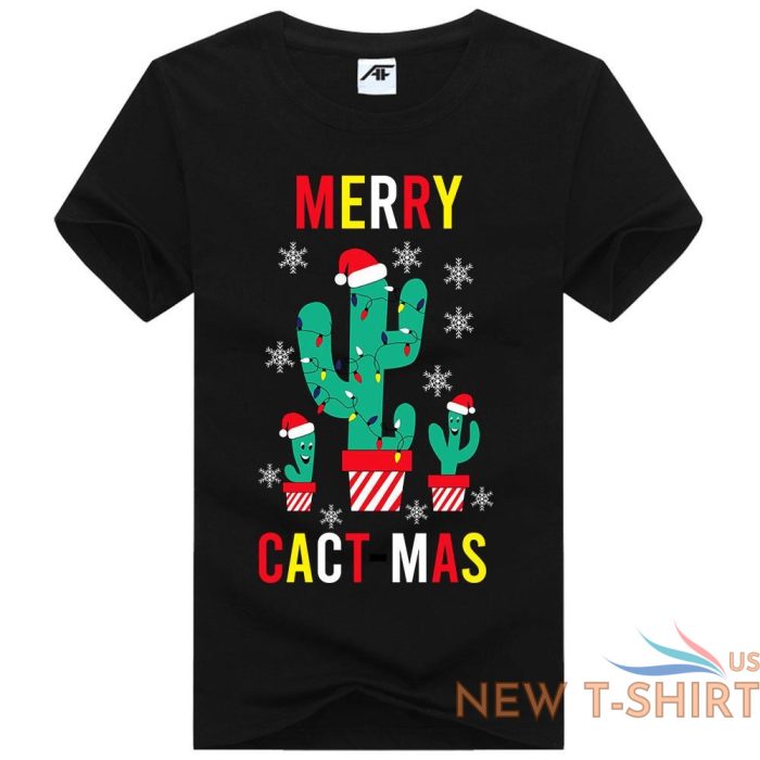 womens girls merry cact mas printed t shirt short sleeve novelty top tees 1.jpg