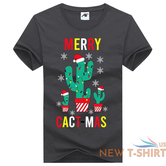 womens girls merry cact mas printed t shirt short sleeve novelty top tees 2.jpg