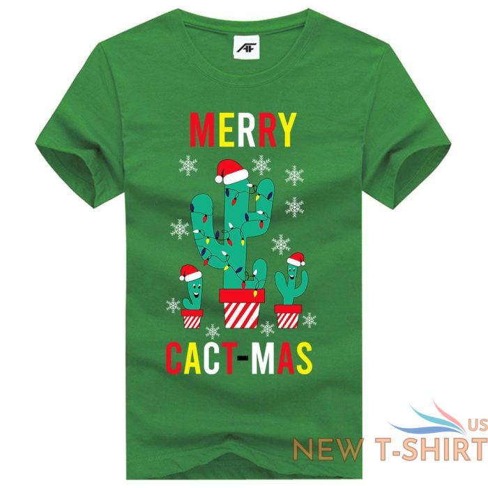 womens girls merry cact mas printed t shirt short sleeve novelty top tees 3.jpg