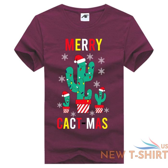 womens girls merry cact mas printed t shirt short sleeve novelty top tees 4.jpg