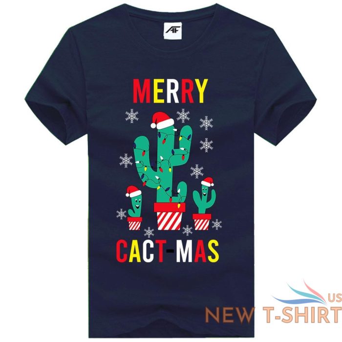 womens girls merry cact mas printed t shirt short sleeve novelty top tees 5.jpg