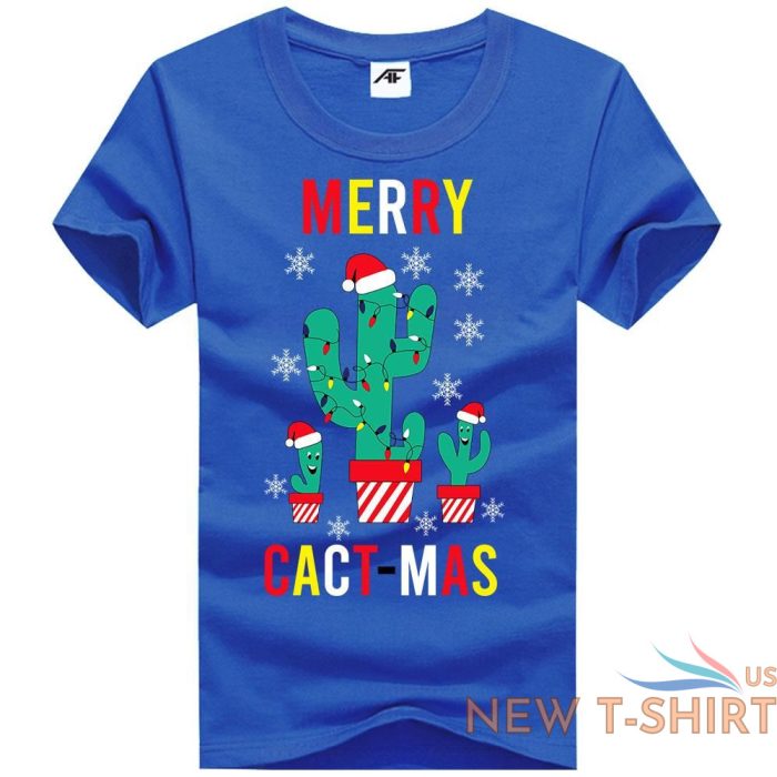 womens girls merry cact mas printed t shirt short sleeve novelty top tees 6.jpg