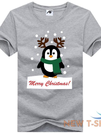 womens girls penguin printed t shirt short sleeve xmas novlety top tees 0.jpg