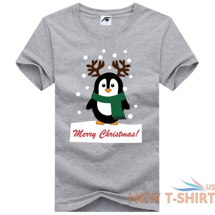 womens girls penguin printed t shirt short sleeve xmas novlety top tees 0.jpg