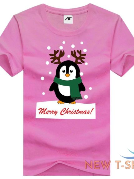 womens girls penguin printed t shirt short sleeve xmas novlety top tees 1.jpg