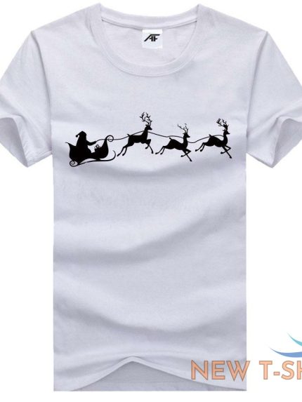 womens girls santa sleigh t shirt round neck reindeer xmas cotton top tees 0.jpg