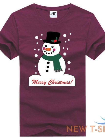 womens girls snowman printed t shirt short sleeve stretchy novlety top tees 0 1.jpg
