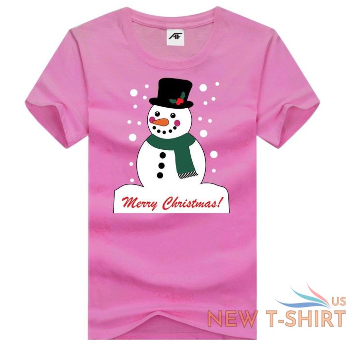 womens girls snowman printed t shirt short sleeve stretchy novlety top tees 4 1.jpg