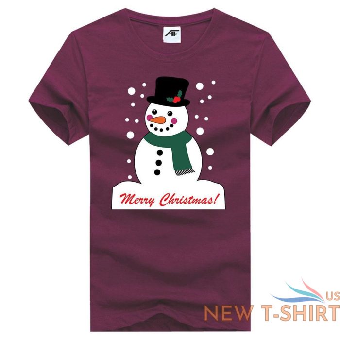 womens girls snowman printed t shirt short sleeve stretchy novlety top tees 6 1.jpg