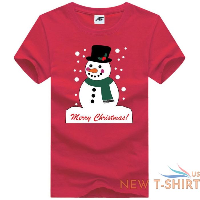 womens girls snowman printed t shirt short sleeve stretchy novlety top tees 9 1.jpg