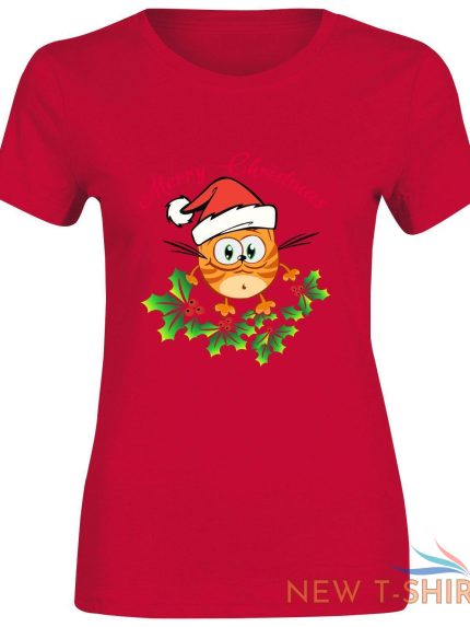 womens girls t shirt merry christmas cat santa hat print party gift top tees 0.jpg