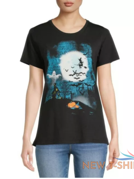 womens halloween ghost witch black midnight hunting short sleeve tee shirt 0.png