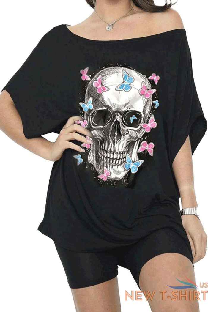 womens ladies batwing halloween printed one shoulder oversized baggy t shirt top 1.jpg