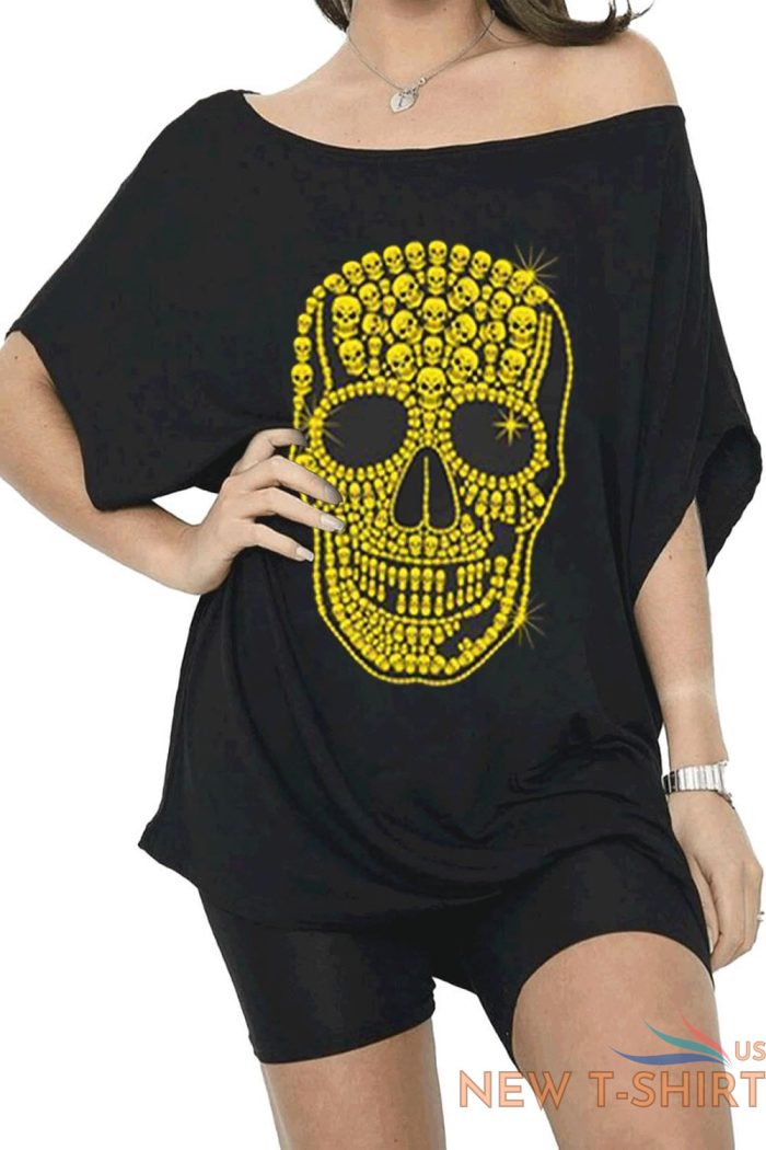 womens ladies batwing halloween printed one shoulder oversized baggy t shirt top 2.jpg