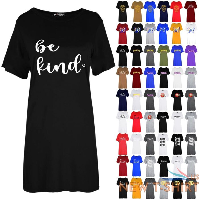 womens ladies be kind heart printed loose baggy oversized tunic t shirt dresses 0.jpg