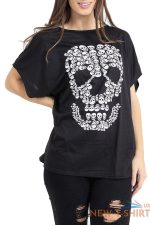 womens ladies floral skull oversize halloween horror scary baggy batwing t shirt 1.jpg