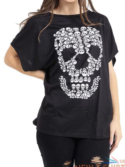 womens ladies floral skull oversize halloween horror scary baggy batwing t shirt 1.jpg