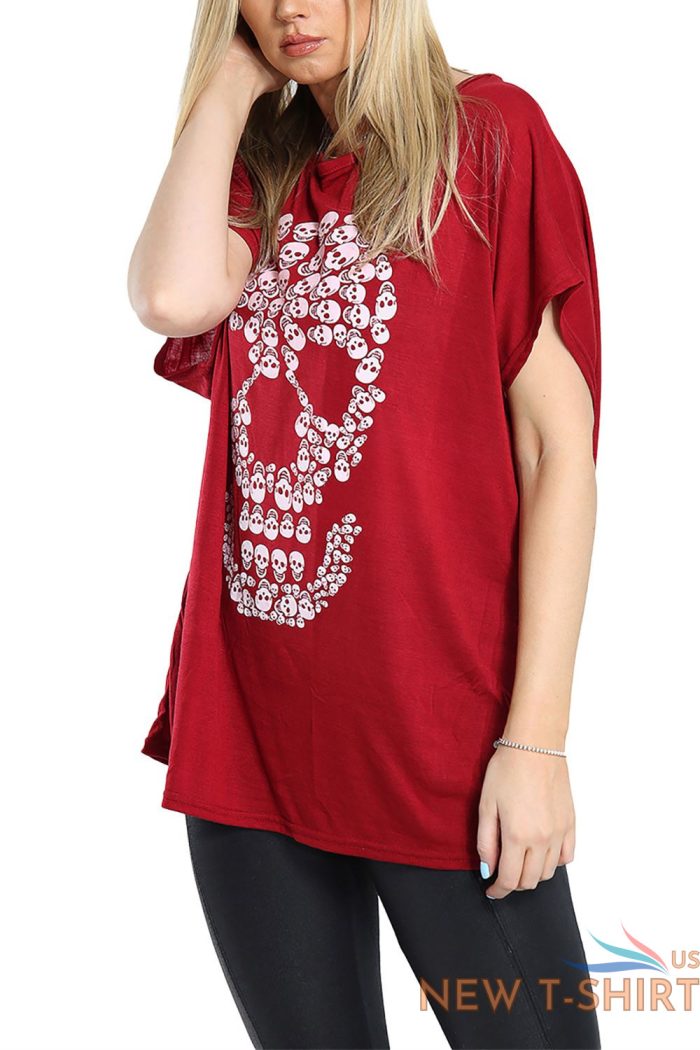 womens ladies floral skull oversize halloween horror scary baggy batwing t shirt 6.jpg