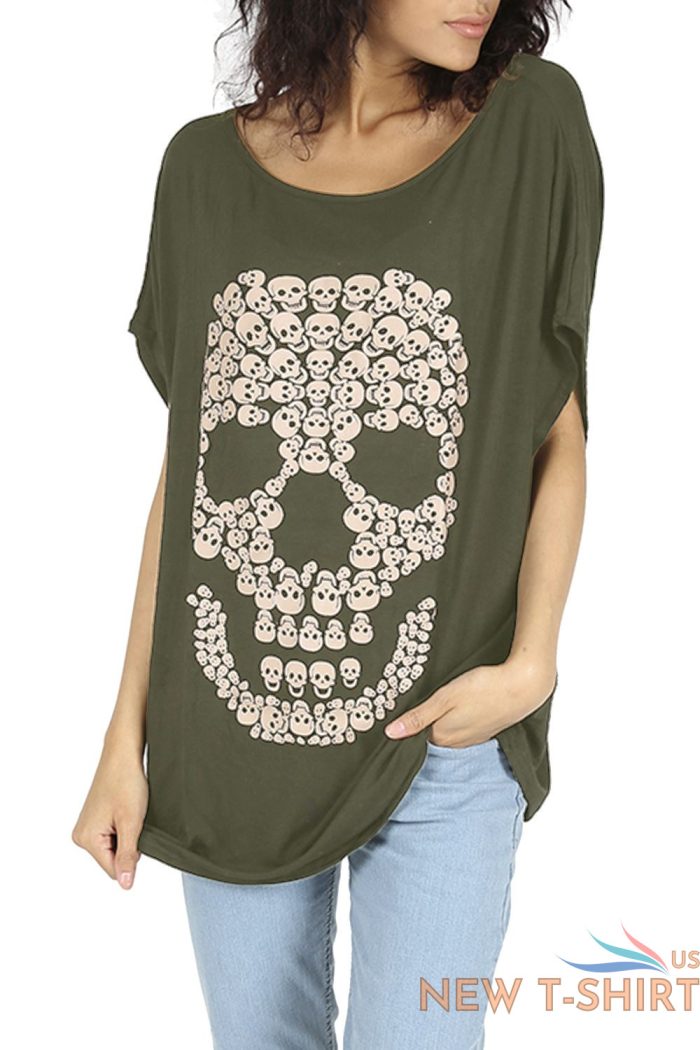 womens ladies floral skull oversize halloween horror scary baggy batwing t shirt 9.jpg