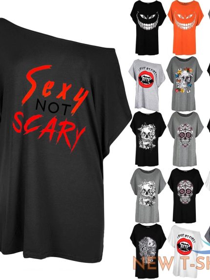 womens ladies halloween sexy not scary print batwing lagenlook baggy t shirt top 0.jpg