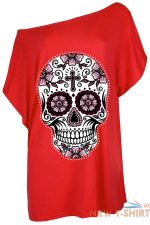 womens ladies halloween skull skeleton heart off shoulder baggy batwing t shirt 2.jpg