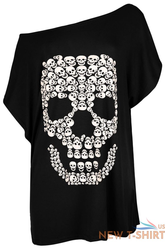 womens ladies halloween skull skeleton heart off shoulder baggy batwing t shirt 6.jpg