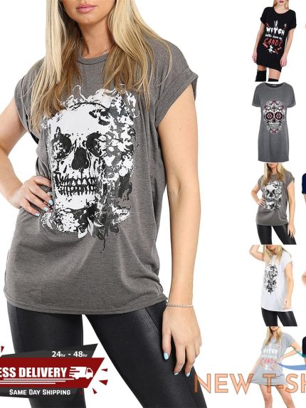 womens ladies horror turn up sleeve halloween printed baggy basic t shirt top 0.jpg